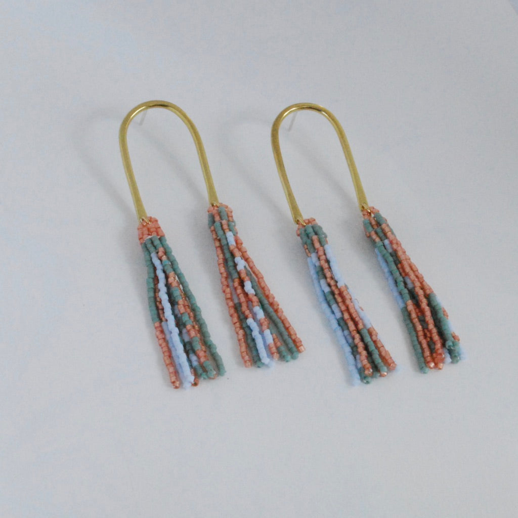 Double Fringe Beaded Earrings (3 Colorways)